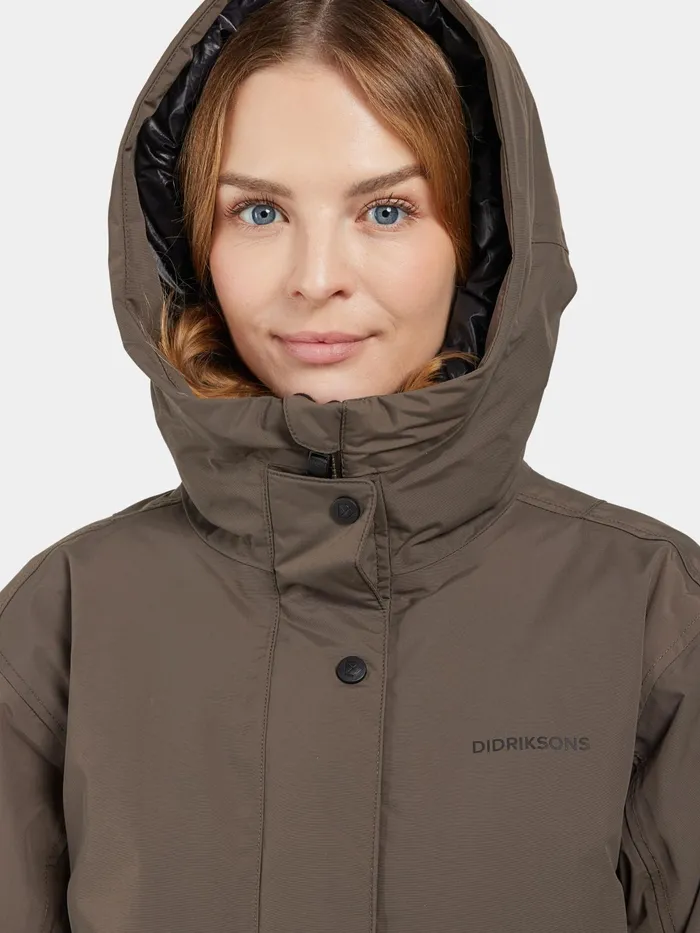 Women Ilsa Parka Mocha Brown Didriksons Autumn Jackets