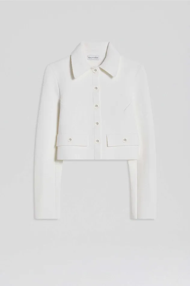 Women Jackets Scanlan Theodore CREPE KNIT CROP BUTTON JACKET CREAM Women Jackets Scanlan Theodore CREPE KNIT CROP BUTTON JACKET CREAM