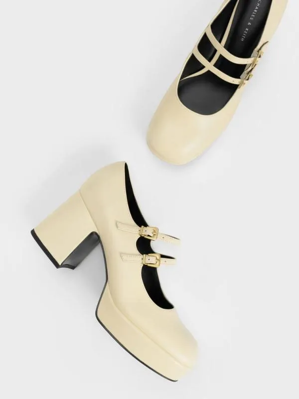 Women Jaylin Patent Block Heel Mary Janes 8211 Yellow CHARLES and KEITH Heels