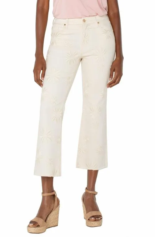 Women Jeans Liverpool Los Angeles Hannah Crop Flare With Fray Hem Ecru Abstract Floral Women Jeans Liverpool Los Angeles Hannah Crop Flare With Fray Hem Ecru Abstract Floral