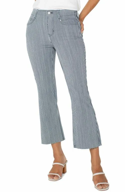Women Jeans Liverpool Los Angeles The Gia Glider Crop Flare With Back Pleat Navy White Stripe Women Jeans Liverpool Los Angeles The Gia Glider Crop Flare With Back Pleat Navy White Stripe