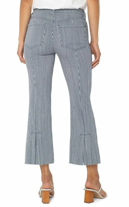 Women Jeans Liverpool Los Angeles The Gia Glider Crop Flare With Back Pleat Navy White Stripe