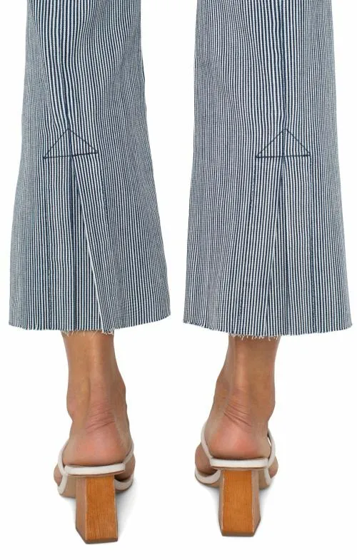 Women Jeans Liverpool Los Angeles The Gia Glider Crop Flare With Back Pleat Navy White Stripe