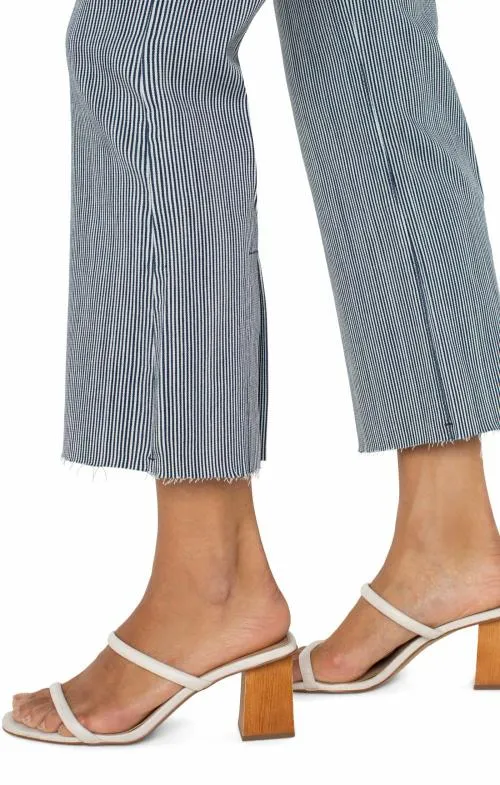 Women Jeans Liverpool Los Angeles The Gia Glider Crop Flare With Back Pleat Navy White Stripe