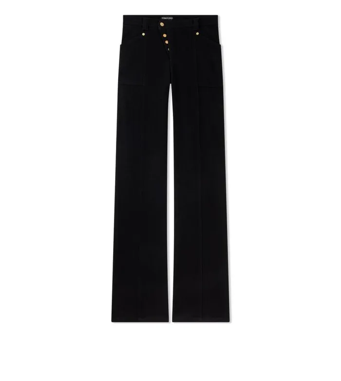 Women Jeans Tom Ford Comfort Denim Wide Leg Pants Black