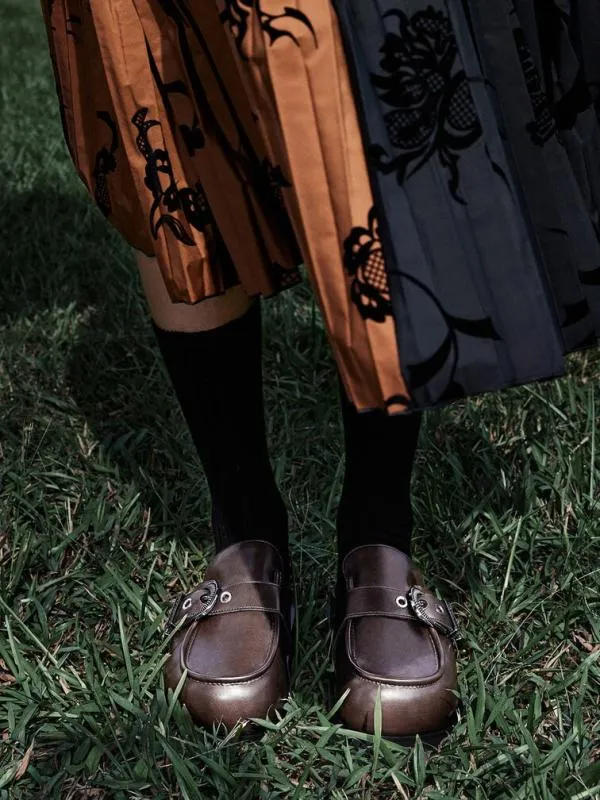 Women Kirke BuckleStrap Flatform Mules 8211 Dark Brown CHARLES and KEITH Flats