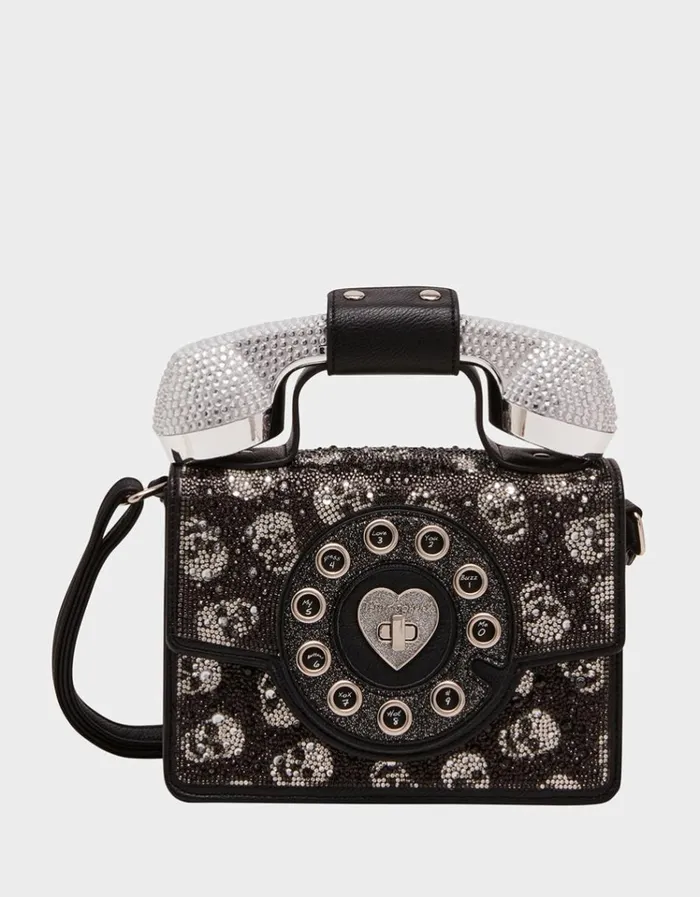 Women KITSCH SKULL PHONE BAG BLACK Black Betsey Johnson