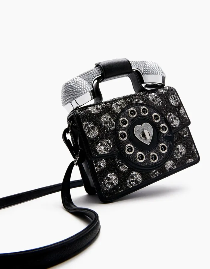 Women KITSCH SKULL PHONE BAG BLACK Black Betsey Johnson Women KITSCH SKULL PHONE BAG BLACK Black Betsey Johnson
