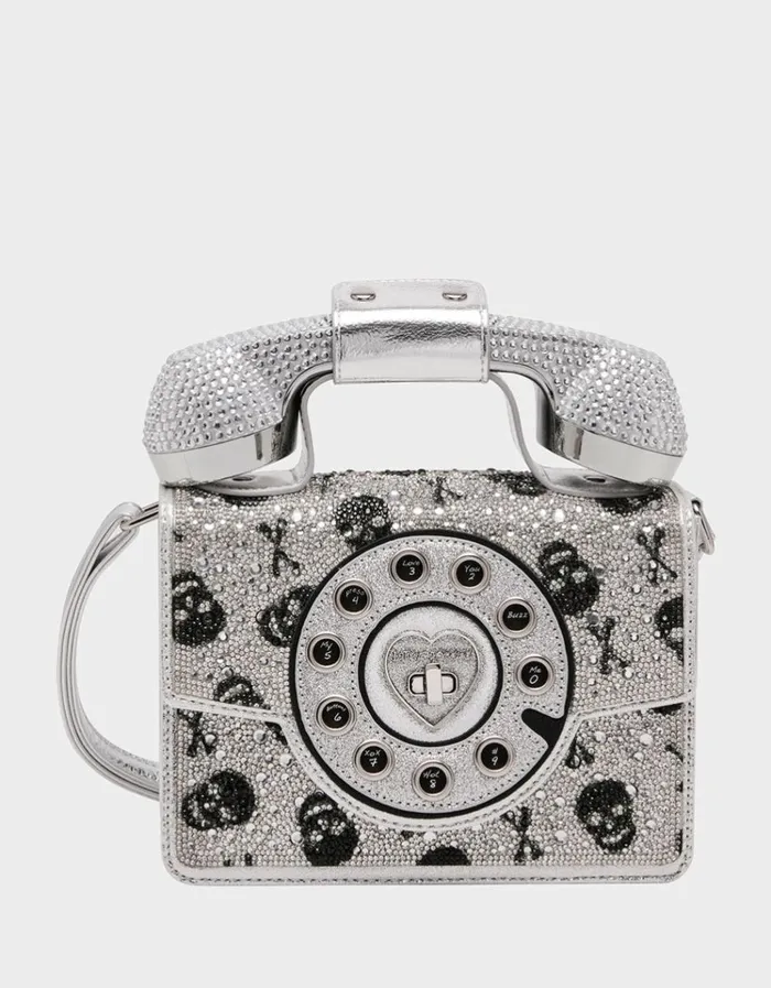 Women KITSCH SKULL PHONE BAG SILVER Silver Betsey Johnson