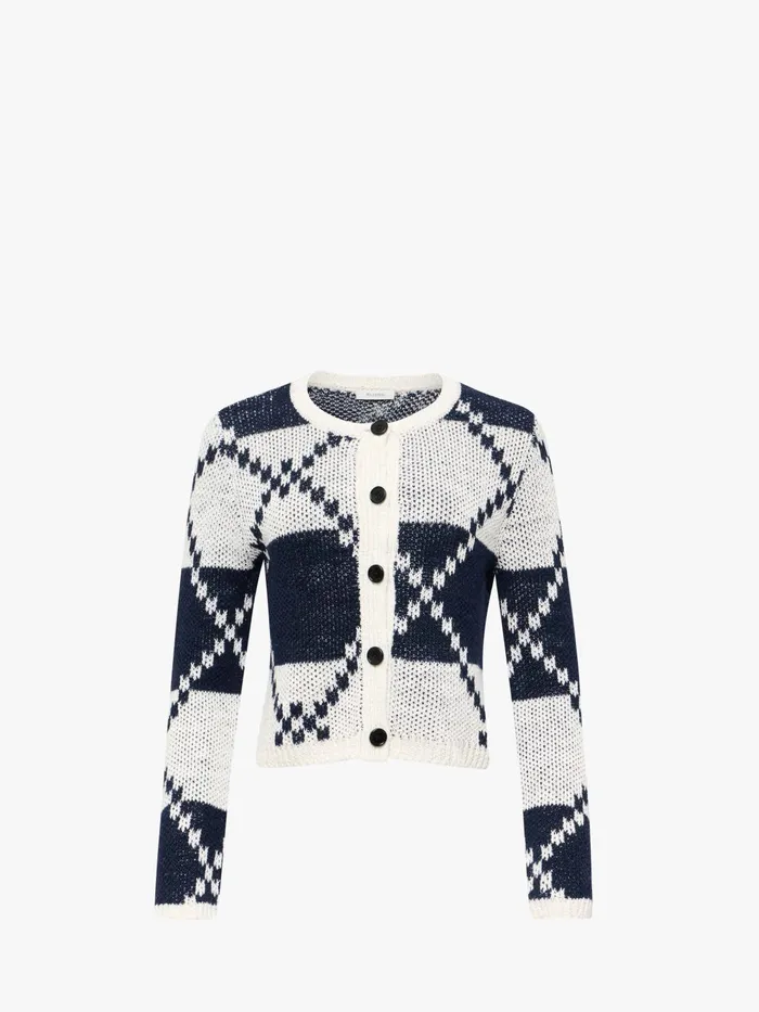 Women Knitwear JW Anderson FAIRISLE CARDIGAN Off Whitenavy