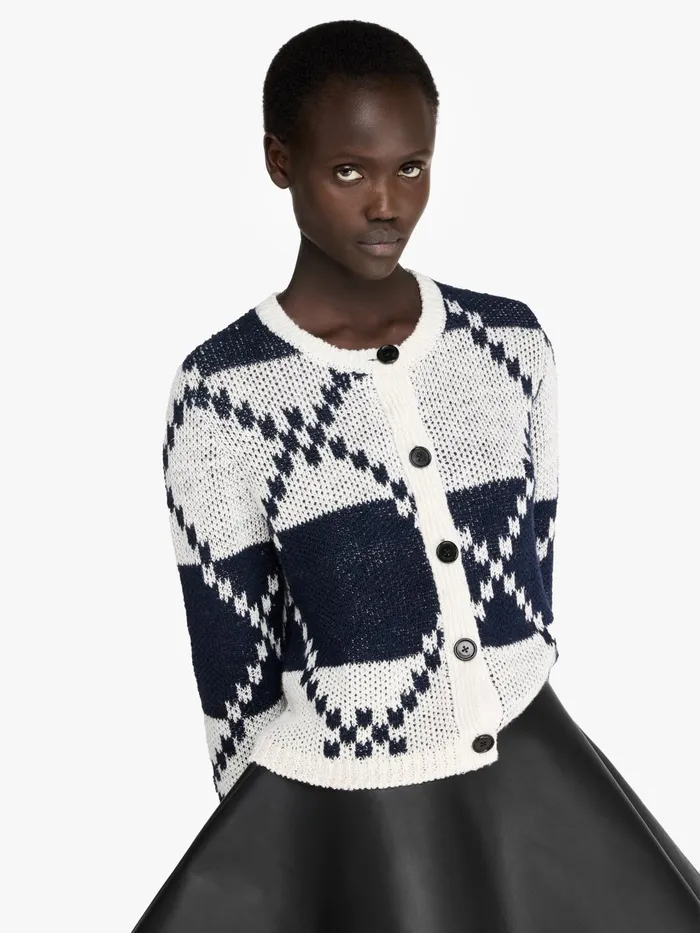 Women Knitwear JW Anderson FAIRISLE CARDIGAN Off Whitenavy Women Knitwear JW Anderson FAIRISLE CARDIGAN Off Whitenavy