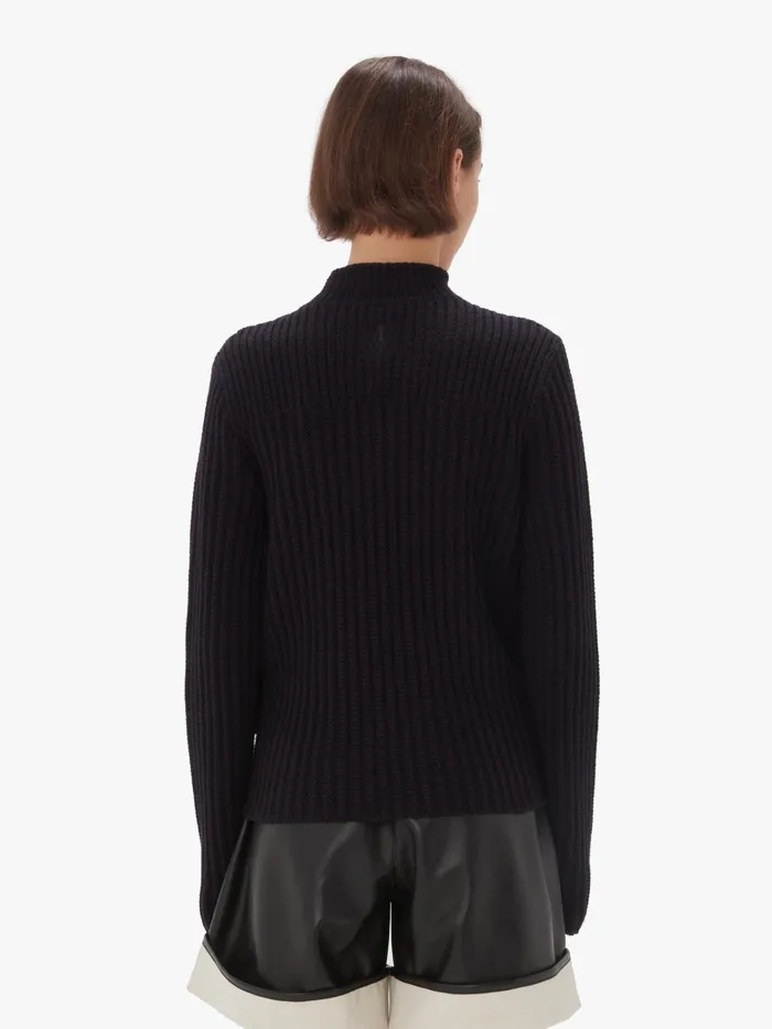 Women Knitwear JW Anderson PANELLED FLAP SWEATER Navy Women Knitwear JW Anderson PANELLED FLAP SWEATER Navy