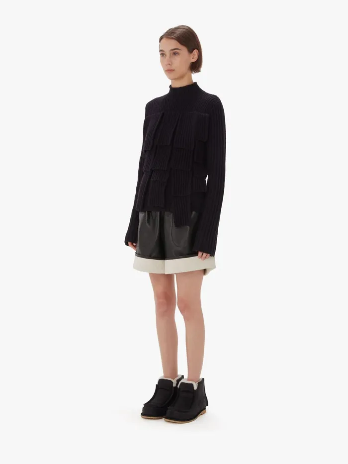 Women Knitwear JW Anderson PANELLED FLAP SWEATER Navy Women Knitwear JW Anderson PANELLED FLAP SWEATER Navy