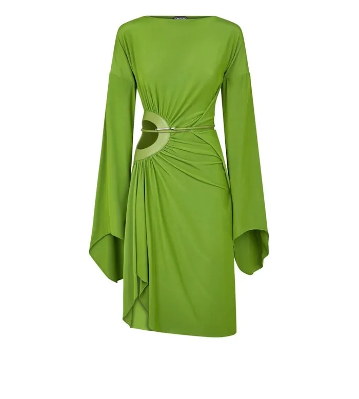 Women Knitwear Tom Ford Loose Microcosta Jersey Belted CutOut Dress