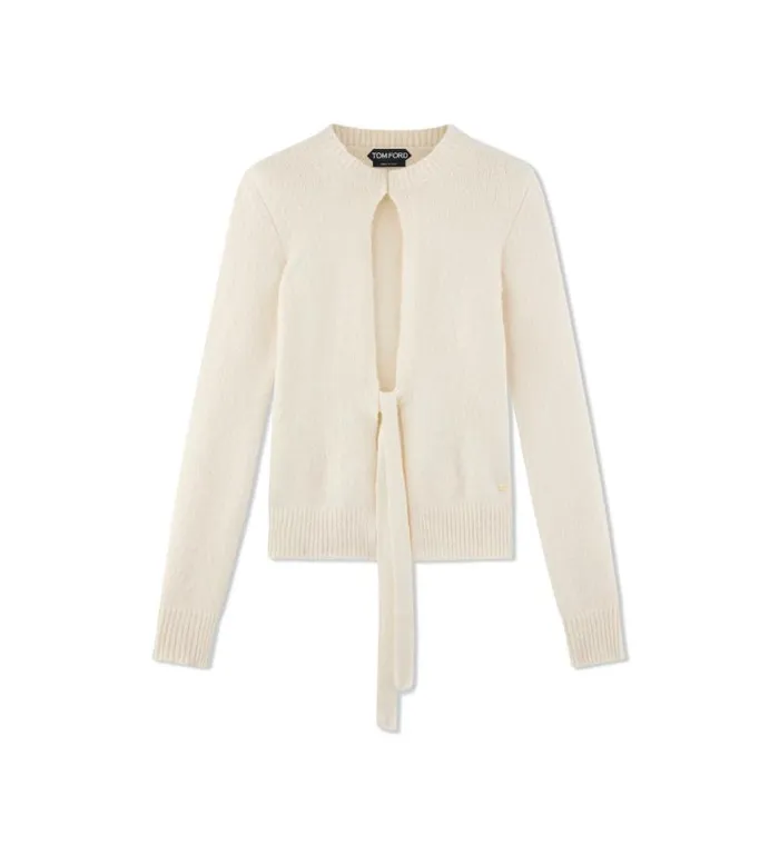 Women Knitwear Tom Ford Stretch Cotton Cashmere Cardigan Chalk