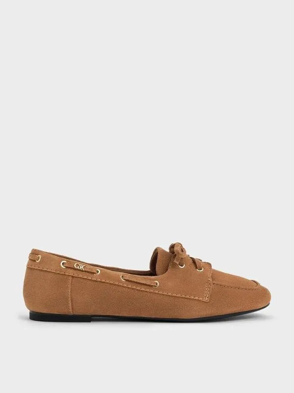 Women Kori Suede Boat Shoes 8211 Cognac CHARLES and KEITH Flats
