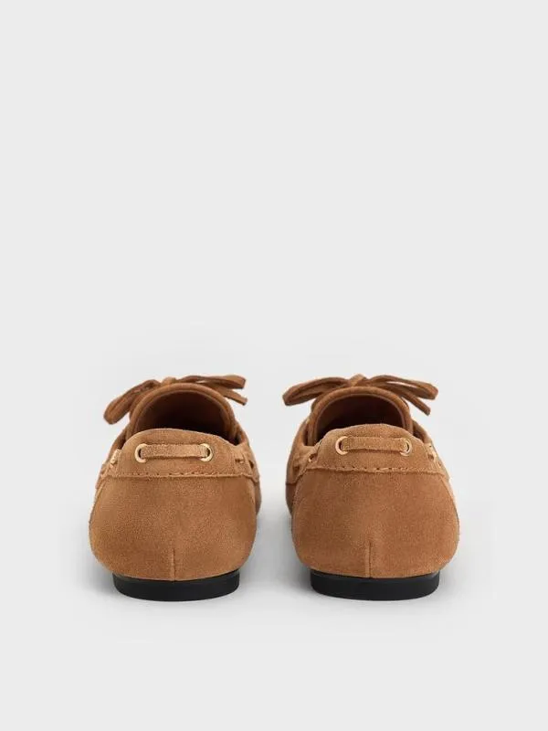 Women Kori Suede Boat Shoes 8211 Cognac CHARLES and KEITH Flats