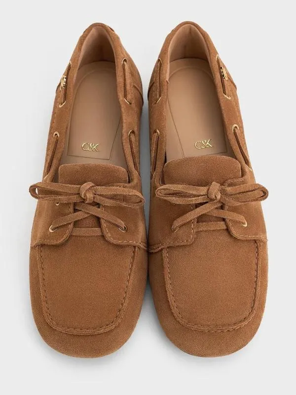Women Kori Suede Boat Shoes 8211 Cognac CHARLES and KEITH Flats