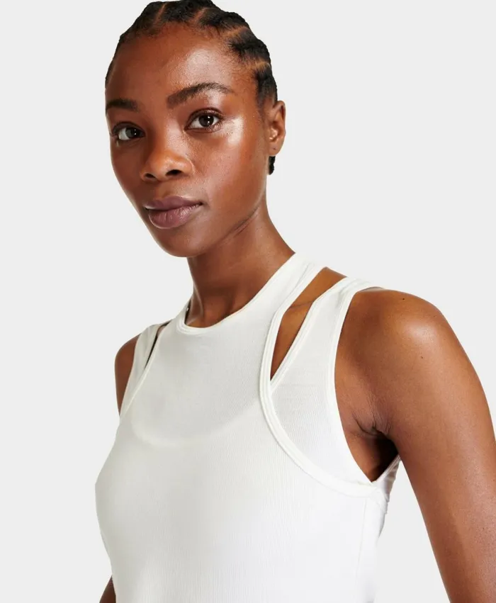 Women Layered Rib Vest Lily White Sweaty Betty Vest Tops