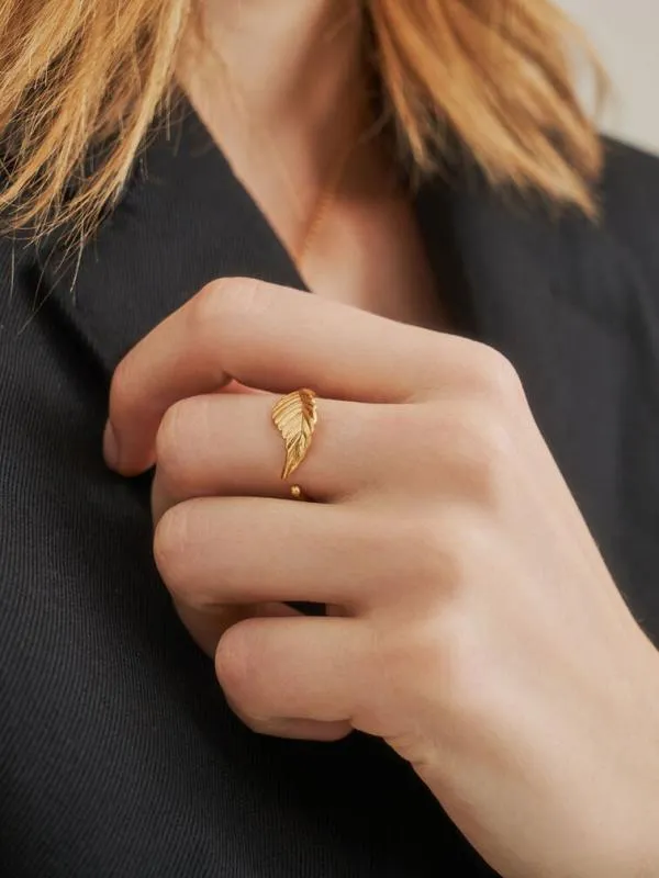 Women Leaf Band Ring 8211 Brush Gold CHARLES and KEITH Rings Women Leaf Band Ring 8211 Brush Gold CHARLES and KEITH Rings