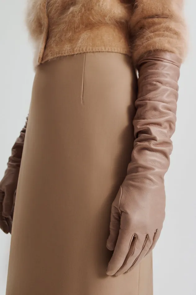 Women LEATHER GLOVES CAMEL Gloves Scanlan Theodore
