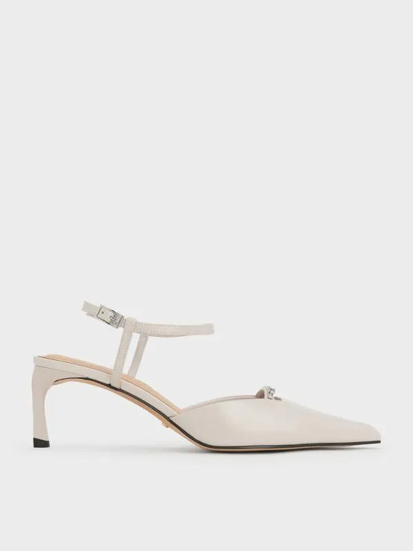 Women Leather KittenHeel AnkleStrap PointedToe Pumps 8211 Light Grey CHARLES and KEITH Heels Women Leather KittenHeel AnkleStrap PointedToe Pumps 8211 Light Grey CHARLES and KEITH Heels
