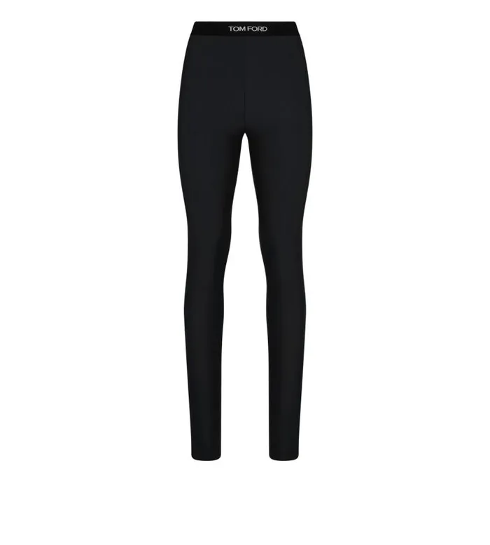 Women Leggings Tom Ford Stretch Lycra Logoed Leggings Black