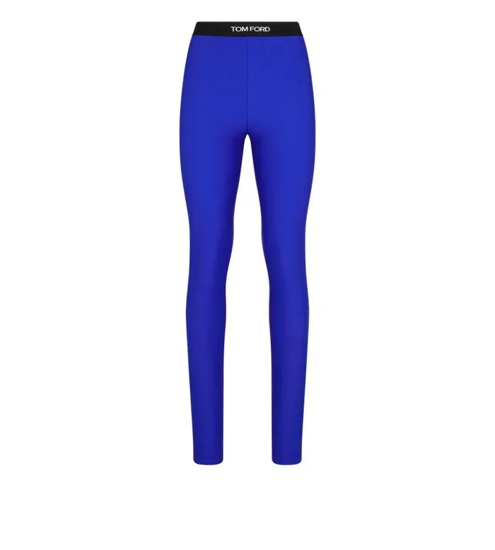 Women Leggings Tom Ford Stretch Lycra Logoed Leggings Cobalt Blue