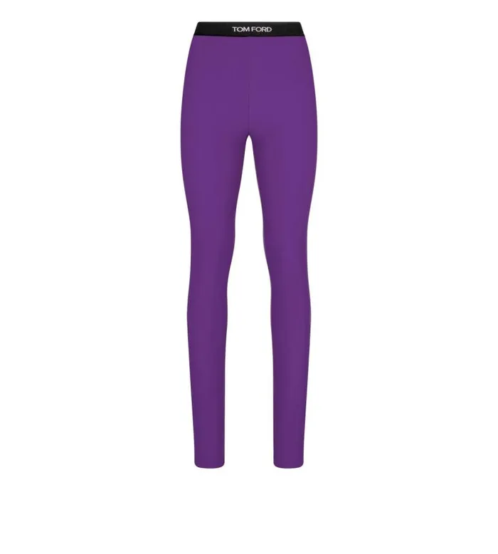 Women Leggings Tom Ford Stretch Lycra Logoed Leggings Electric Purple