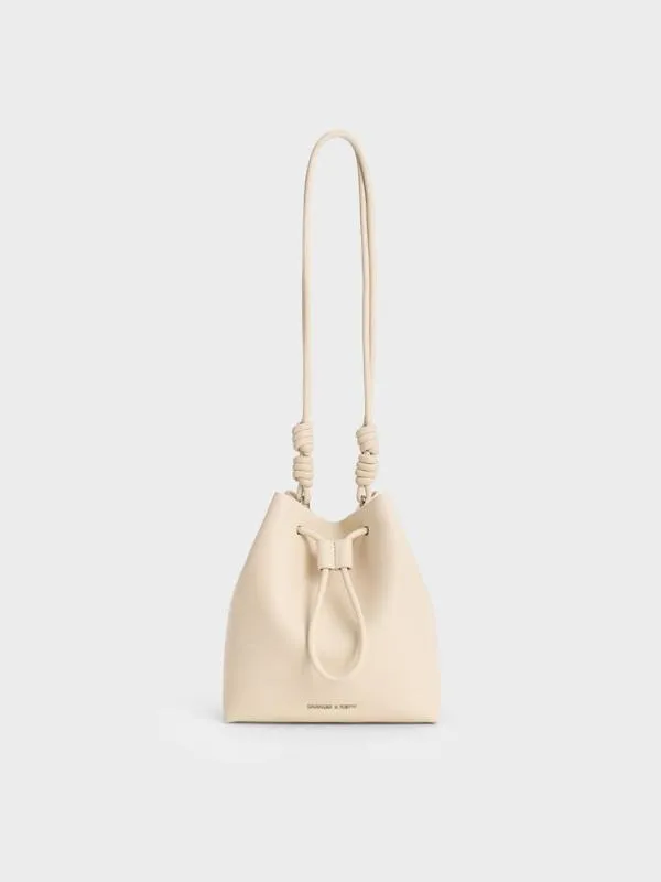 Women Leia Knotted Bucket Bag 8211 Beige CHARLES and KEITH Bucket Bags