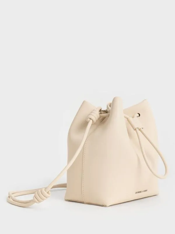 Women Leia Knotted Bucket Bag 8211 Beige CHARLES and KEITH Bucket Bags