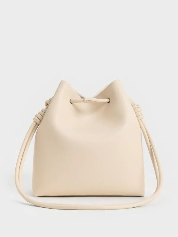 Women Leia Knotted Bucket Bag 8211 Beige CHARLES and KEITH Bucket Bags