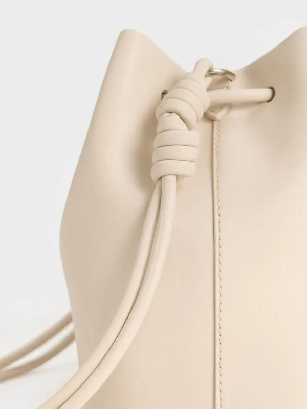 Women Leia Knotted Bucket Bag 8211 Beige CHARLES and KEITH Bucket Bags