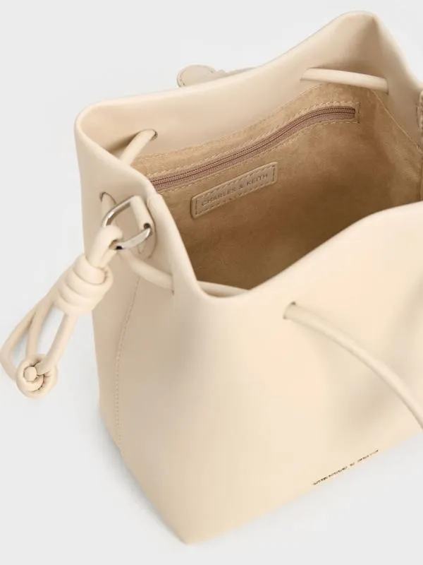 Women Leia Knotted Bucket Bag 8211 Beige CHARLES and KEITH Bucket Bags