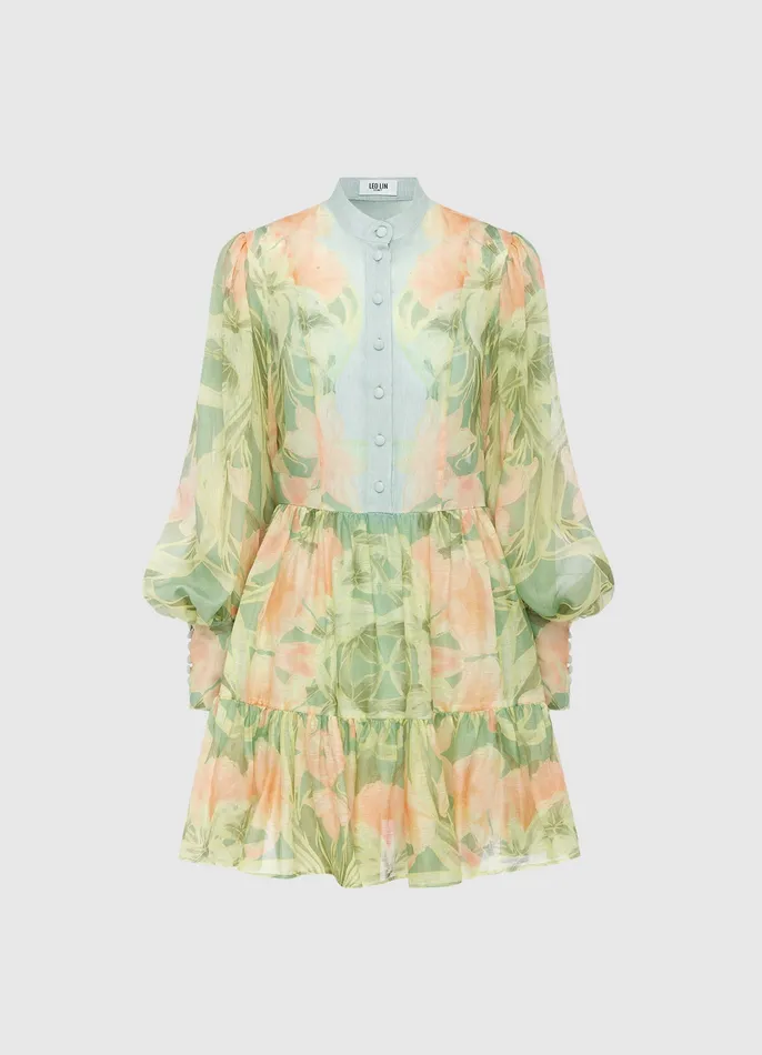 Women LEO LIN Alexandra Mini Dress 8211 Orient Print in Evergreen Dresses and Jumpsuits