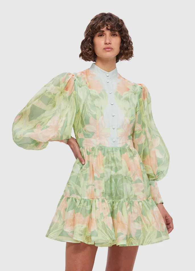 Women LEO LIN Alexandra Mini Dress 8211 Orient Print in Evergreen Dresses and Jumpsuits