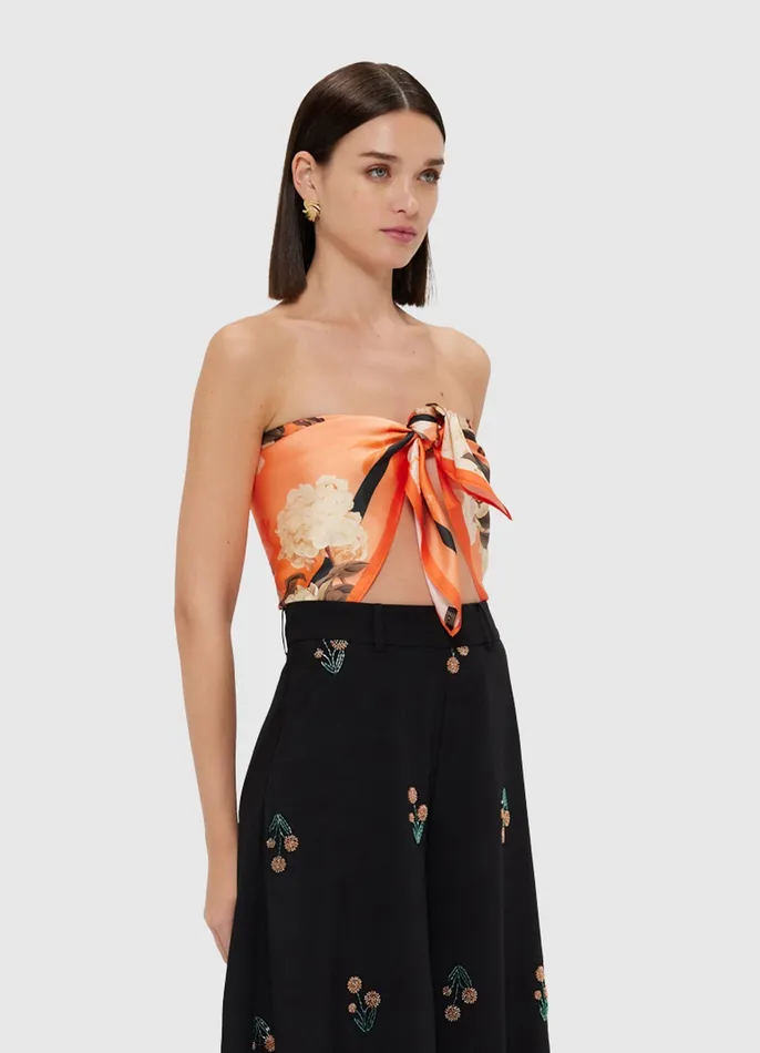Women LEO LIN Small Scarf 8211 Hydrangea Print in Tangerine Scarves