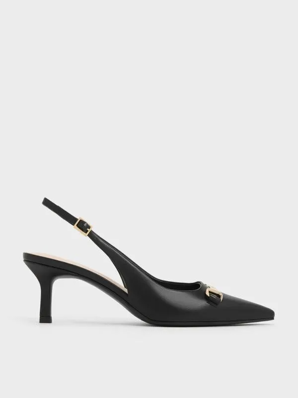 Women Leslie MetallicAccent Slingback Pumps 8211 Black CHARLES and KEITH Heels Women Leslie MetallicAccent Slingback Pumps 8211 Black CHARLES and KEITH Heels