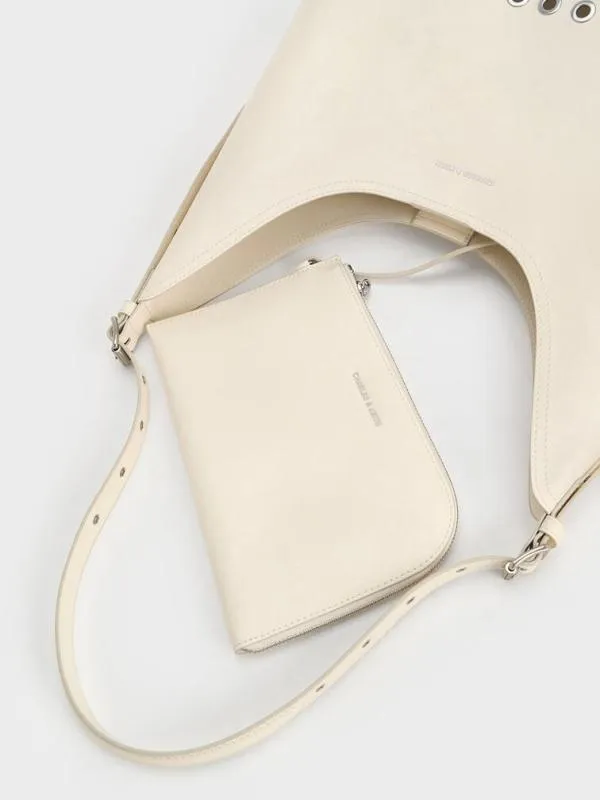 Women Liv Grommet Hobo Bag 8211 Cream CHARLES and KEITH Hobo Bags