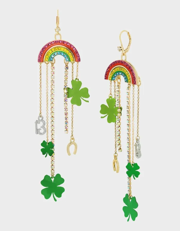 Women LUCKING OUT RAINBOW CHANDELIER EARRINGS RAINBOW Betsey Johnson