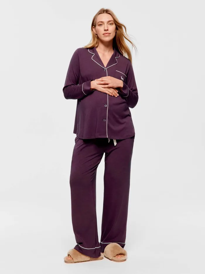 Women Maternity Grape Comfy Over The Bump Long Sleeve Pj Set Grape Peter Alexander Maternity