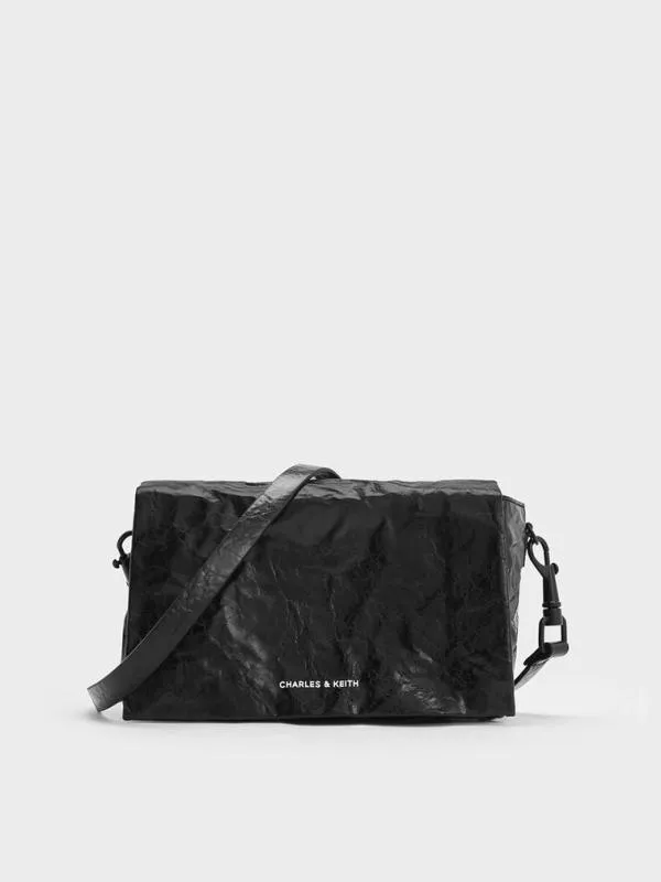 Women Matina CrinkleEffect Crossbody Bag 8211 Jet Black CHARLES and KEITH Crossbody Bags Women Matina CrinkleEffect Crossbody Bag 8211 Jet Black CHARLES and KEITH Crossbody Bags