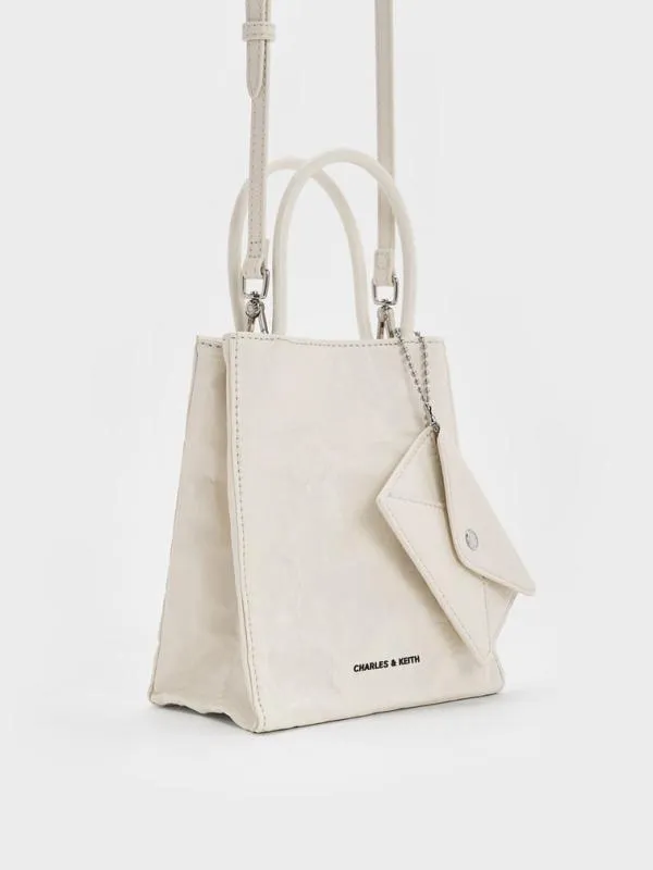 Women Matina CrinkleEffect Elongated Tote Bag 8211 Cream CHARLES and KEITH Tote Bags
