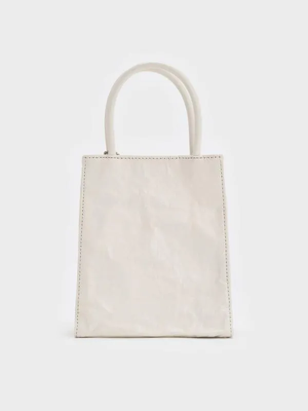 Women Matina CrinkleEffect Elongated Tote Bag 8211 Cream CHARLES and KEITH Tote Bags