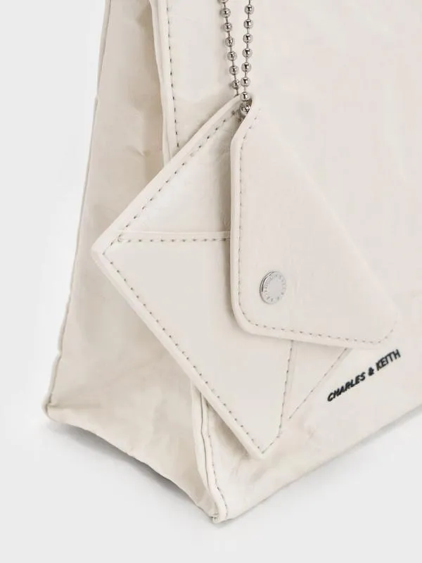 Women Matina CrinkleEffect Elongated Tote Bag 8211 Cream CHARLES and KEITH Tote Bags