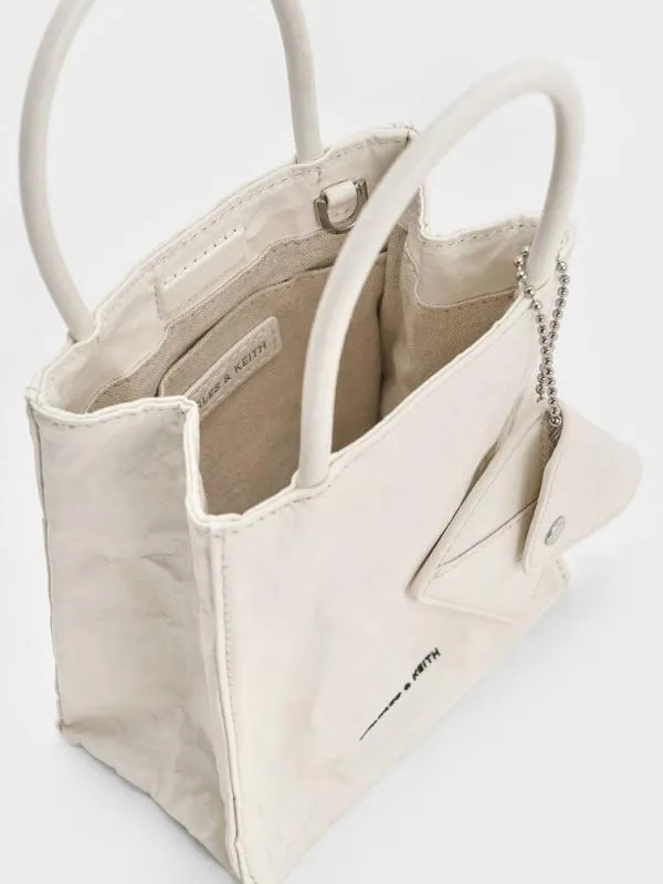 Women Matina CrinkleEffect Elongated Tote Bag 8211 Cream CHARLES and KEITH Tote Bags