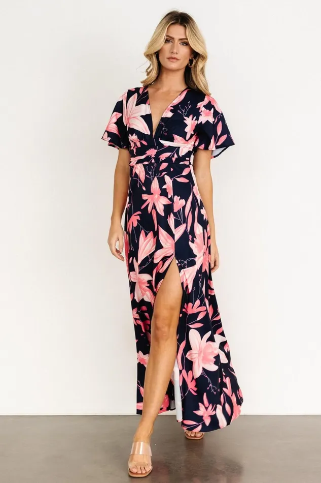 Women Maxi Dresses Baltic Born Dina Maxi Dress Navy Pink Floral Women Maxi Dresses Baltic Born Dina Maxi Dress Navy Pink Floral