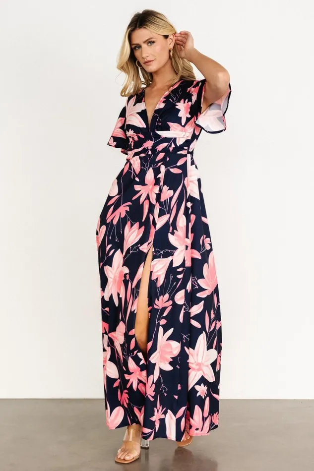 Women Maxi Dresses Baltic Born Dina Maxi Dress Navy Pink Floral Women Maxi Dresses Baltic Born Dina Maxi Dress Navy Pink Floral