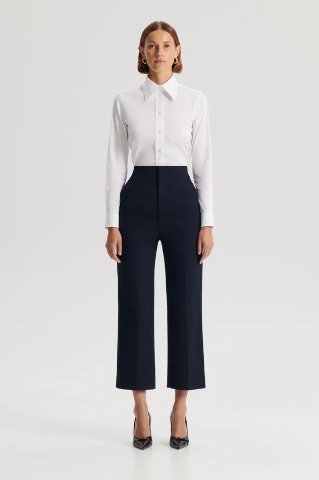 Women MERCERISED COTTON TROUSER NAVY Trousers Scanlan Theodore