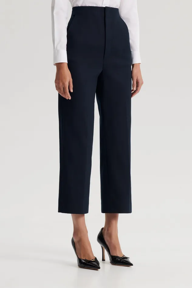 Women MERCERISED COTTON TROUSER NAVY Trousers Scanlan Theodore Women MERCERISED COTTON TROUSER NAVY Trousers Scanlan Theodore